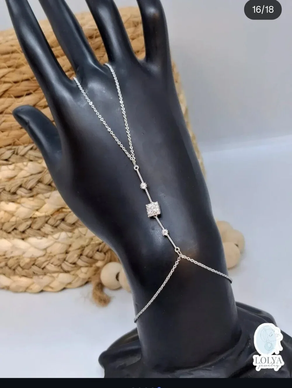 Silver Crystal Hand Chain Bracelet - White